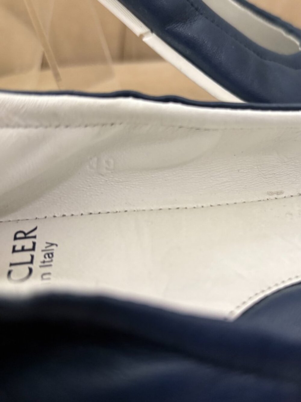Auth. MONCLER Italy Navy Blue Leather Ballet Ballerina Scrunch Skimmer Flats - Picture 6 of 8